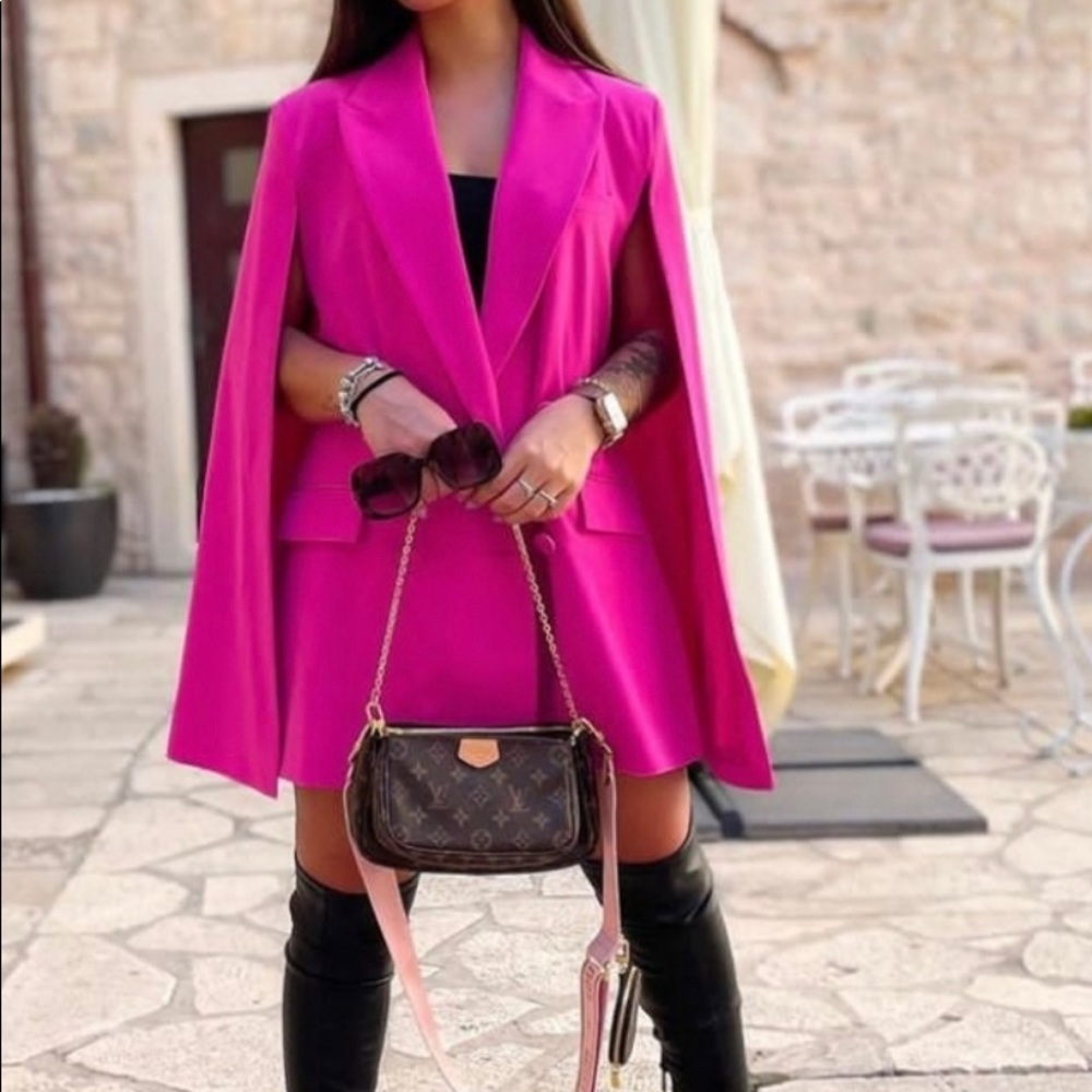 BNWT ZARA POCKET CAPE BLAZER - Picture 3 of 16